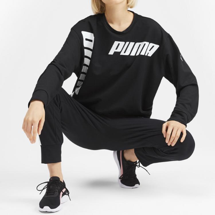 Puma Casual Sports Breathable Round Neck Long Sleeve Sweatshirt Women Tops Black 581027-01