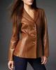 Leather Stylish Handmade  New Casual Formal Brown Women's Blazer Real Lambskin