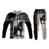 Kreslený kůň Animal 3D tepláková souprava s kapucí Muži Funny Streetwear Bunda s kapucí a zipem Soupravy s dlouhým rukávem