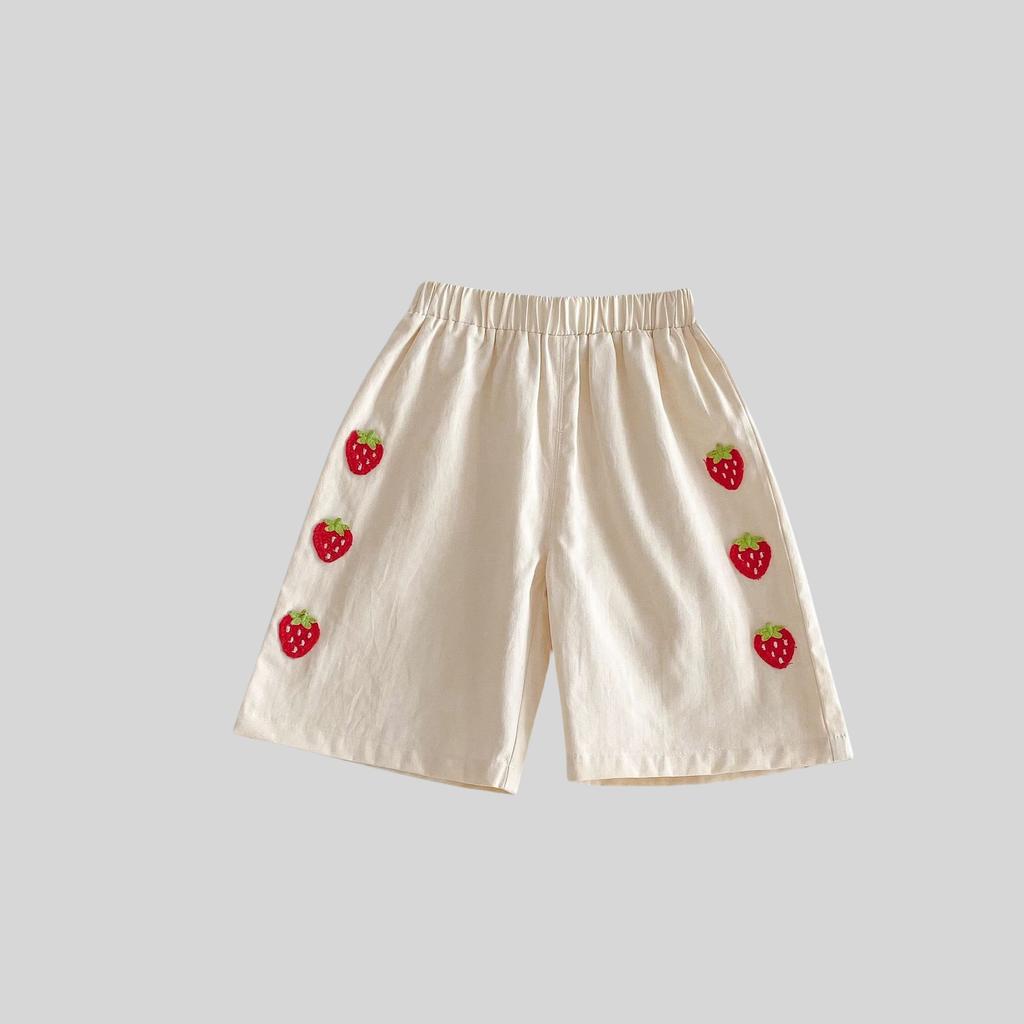 MILANCEl 2025 Summer Kids Clothing Set Strawberry Vest  And Wide Leg Pants 2 Pcs Girls Suit  Girls Clothes Suit