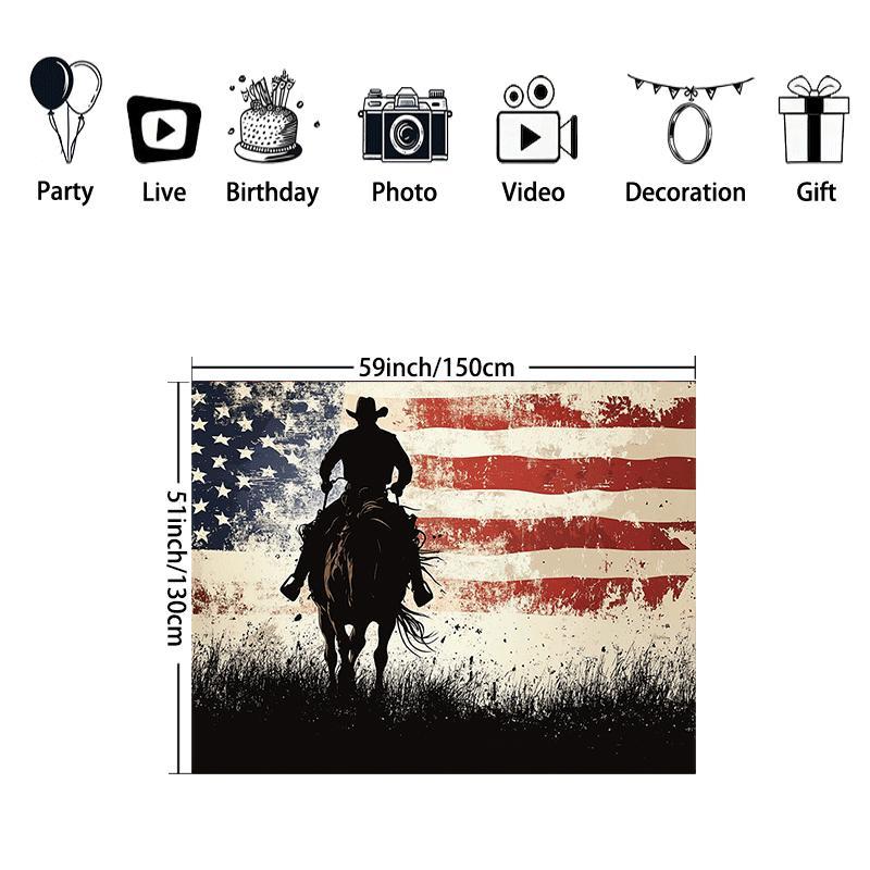 VIKAMA American Vintage Tapestry Stars And Stripes Denim Pattern Decorative Wall Hanging WesternStyle Room Decoration