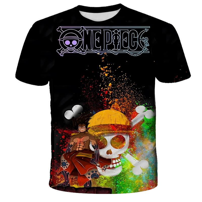 Anime One Piece Luffy Boy T-shirt CosPlay Short Sleeve Mens Cartoon Men's Top Loose Breathable Men's Casual Clothing