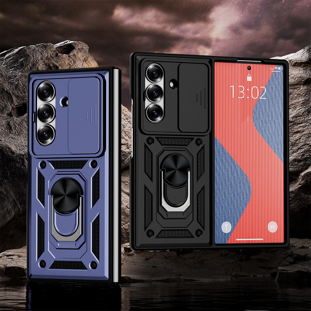 KEYSION Shockproof Case for Samsung Z Fold 7 6 5 Slide Camera Protection Ring Stand Phone Back Cover for Galaxy Z Fold 5 6 7 5G