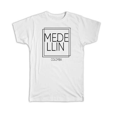 Geschenk-T-Shirt : Medellín, Kolumbien, Platz, Moderne minimalistische Schriftart