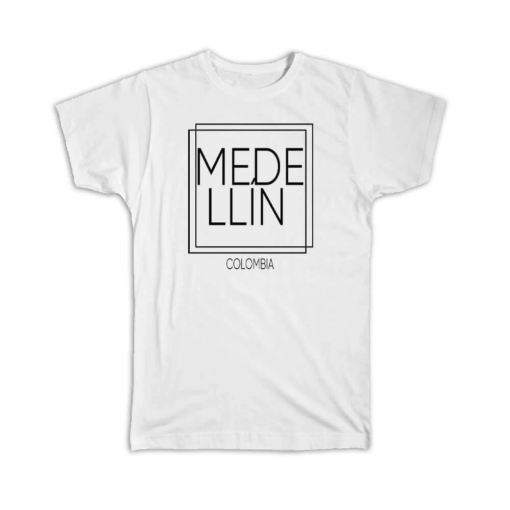 Gift T-Shirt : Medellin Colombia Square Modern Minimalist Font S