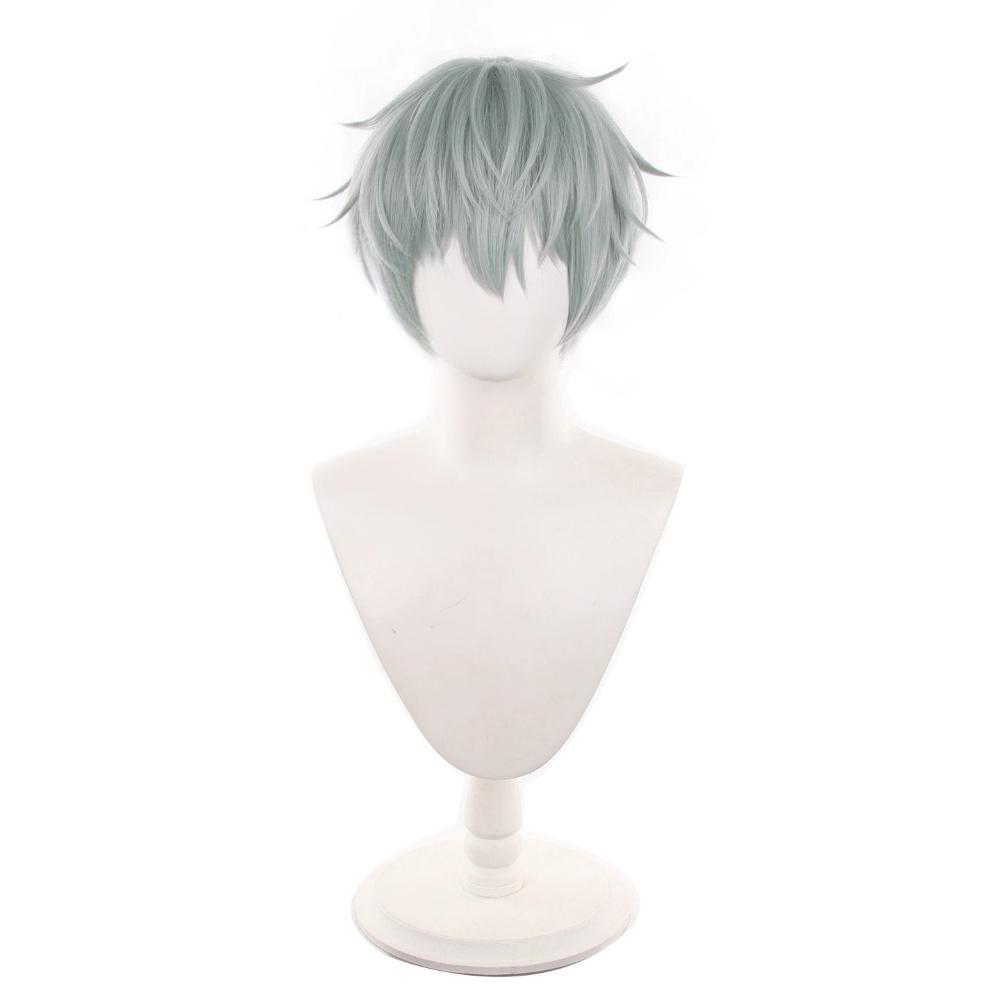 Anime Buitenaards Wezen Podium Till Cosplay Pruik Mannen Vrouwen Cyaan Grijs Kort Haar Hittebestendig Synthetische Pruik Halloween Feest Attribuut white