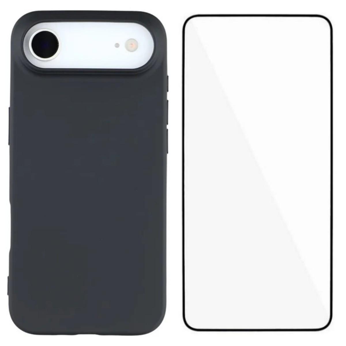 

Для iPhone 17 Air Чехол с Закаленным Стеклом WANLONFENG Серия RB2 TPU Чехол для Телефона (Большое отверстие для линзы) Black