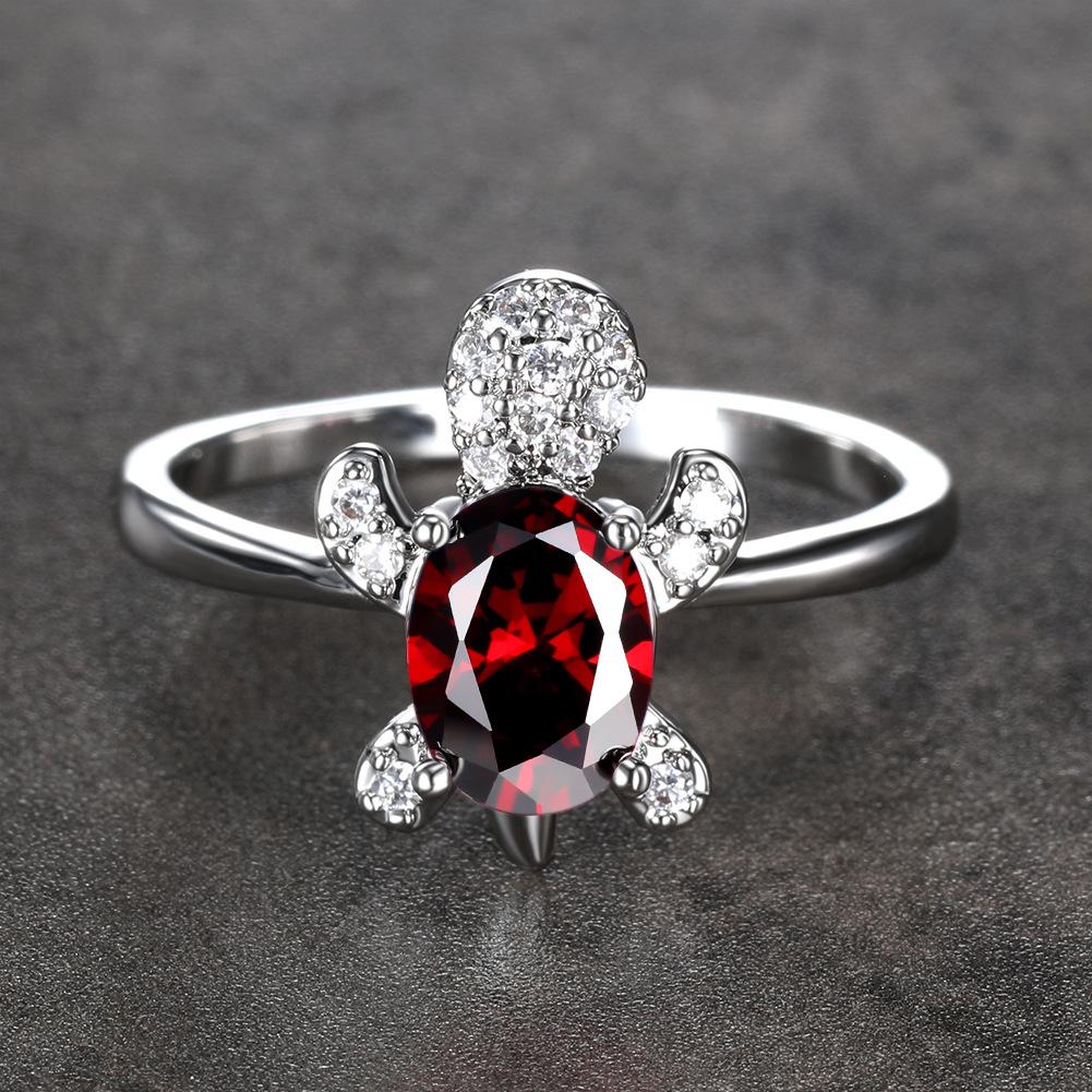 Hot Selling Fashionable White Diamond Turtle Ring Couples Simple Index Finger Ring Accessory