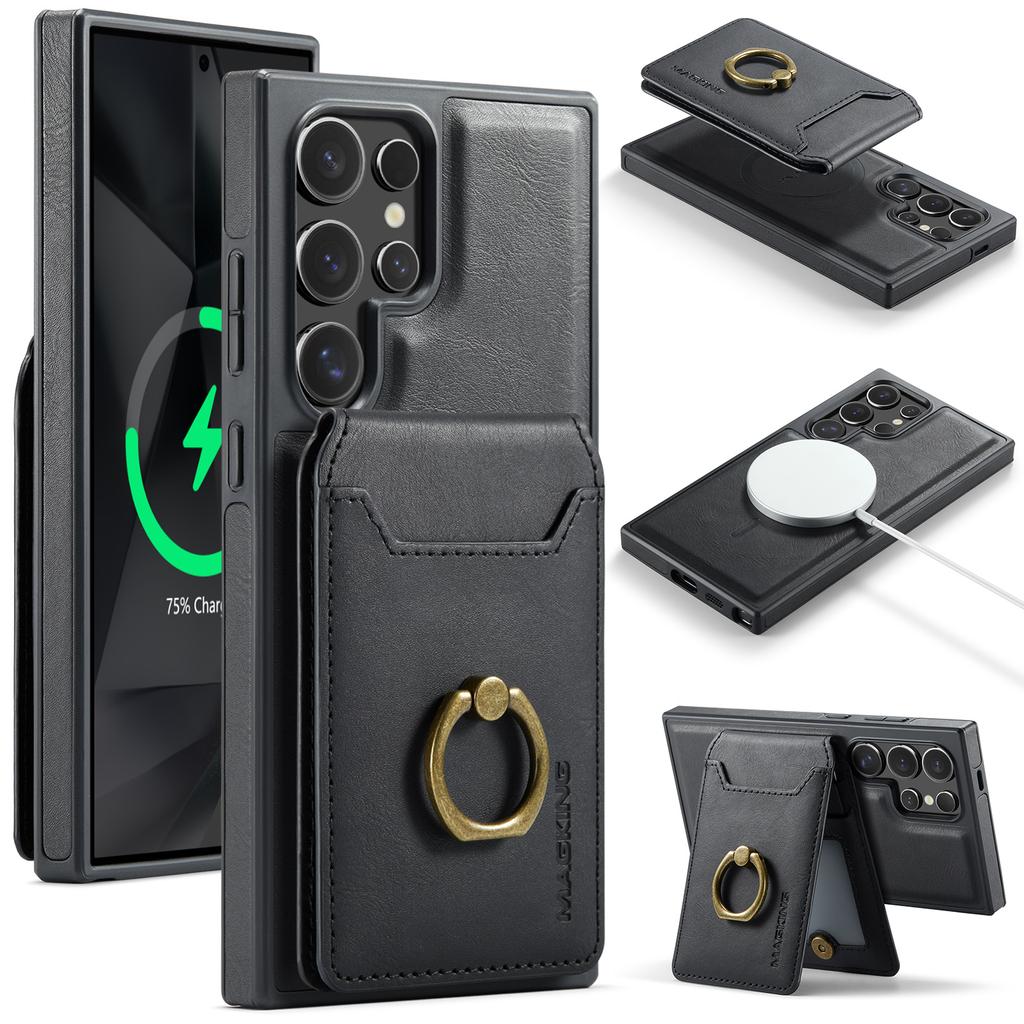 MAGKING K1 Series For Samsung Galaxy S26 Ultra Magnetic Case PC + TPU + PU Phone Cover with Card Holder