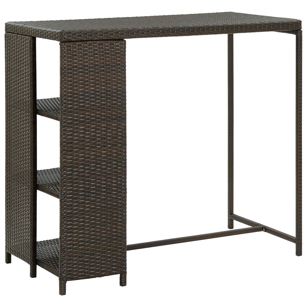3 Piece Garden Bar Set with Cushions Brown Poly Rattan