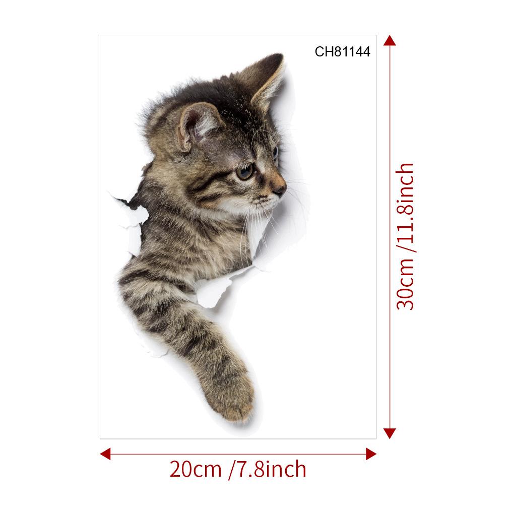 Lovely Cat Toilet Stickers For Wc Washroom Decoration Diy Vivid 3d Look Pet Animal Home Decals Pvc Wall Mural Art Print Posters