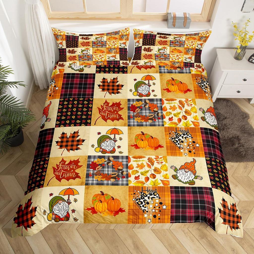 Fall Themed Duvet Covers For Kids Teens Quilt Covers Queen Size Lightweight Down Room Decor 2 Pillowcases 1 Duvet Cover No Quilt