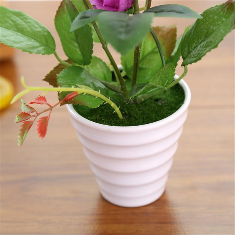 1 Set künstliche Seidenrosen-Blumenbonsai mit weißem Topf für Zuhause, Garten, Balkon, Hochzeiten, Weihnachtsfeiern, Dekoration
