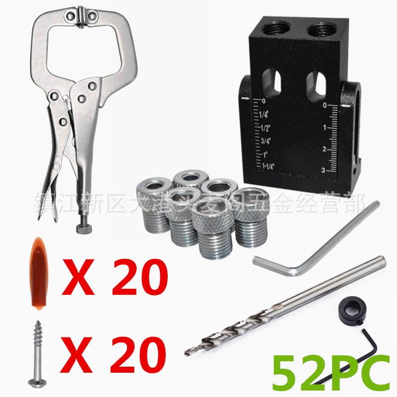 15° Angle Black Woodworking Hole Punch Locator & Oblique Hole Setter Tool for Wood Board Installation