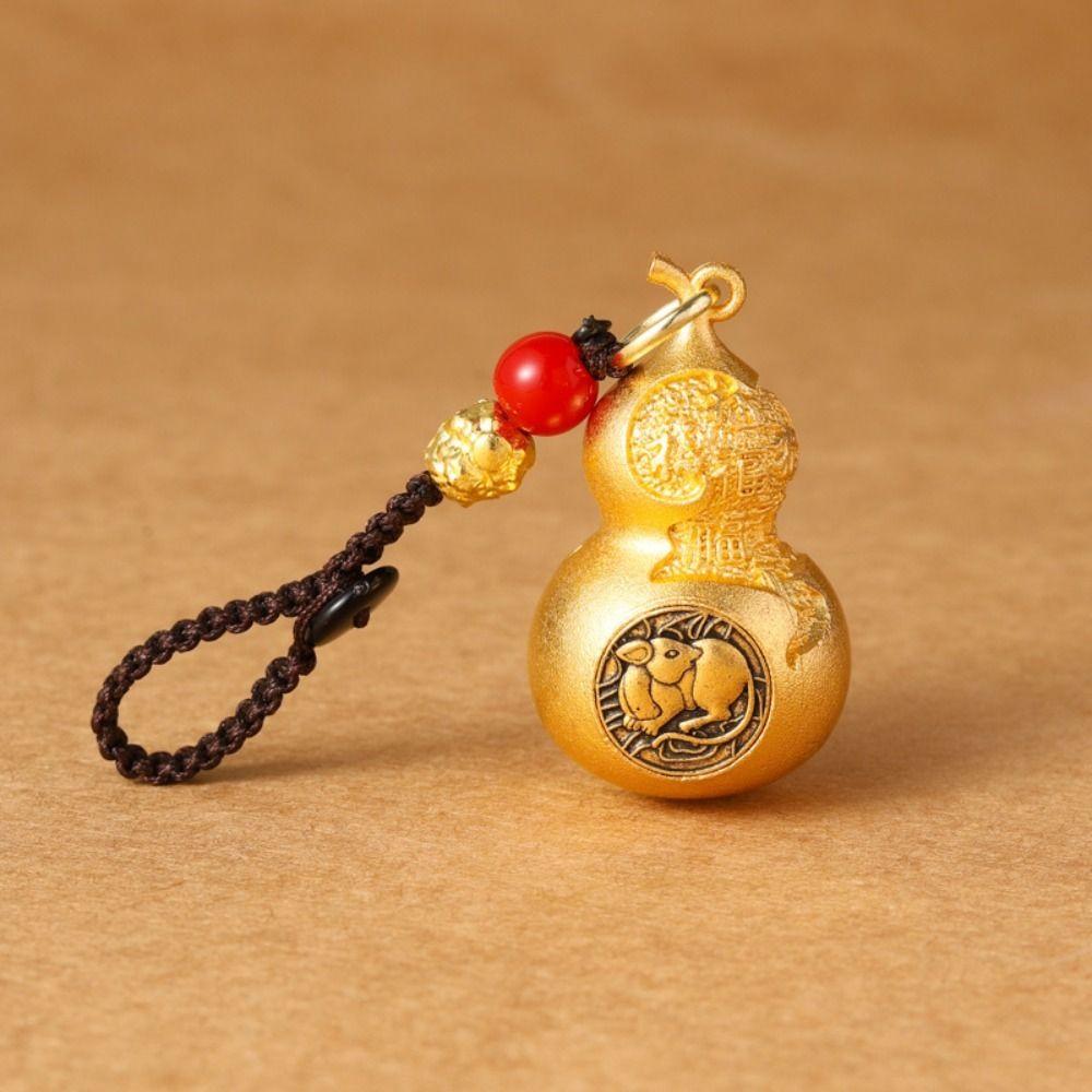 Hanging Zodiac Keychain Chinese Style Car Keychain Trendy Gourd Rotating Keychain  Gift