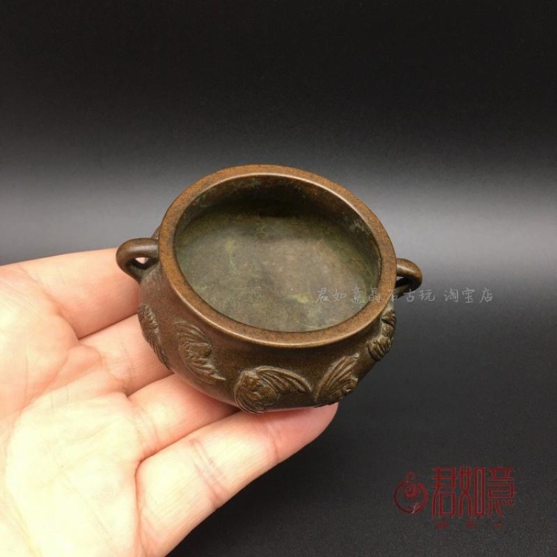 Solid Copper Perfect Bat Double Ear Ornament Mini Xuande Incense Burner