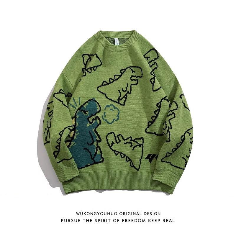 Autumn and Winter New Loose Cartoon Printed Couple Knitted Sweater