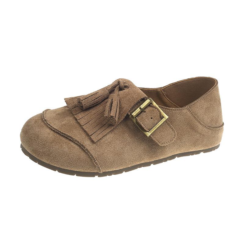 

Fashion New Fashion Tassels Genuine Leather Handmade Wider Toe Women Shoes 2025 Casual Plus Size Soft Women Loafers Female Flat Shoes 35 хаки