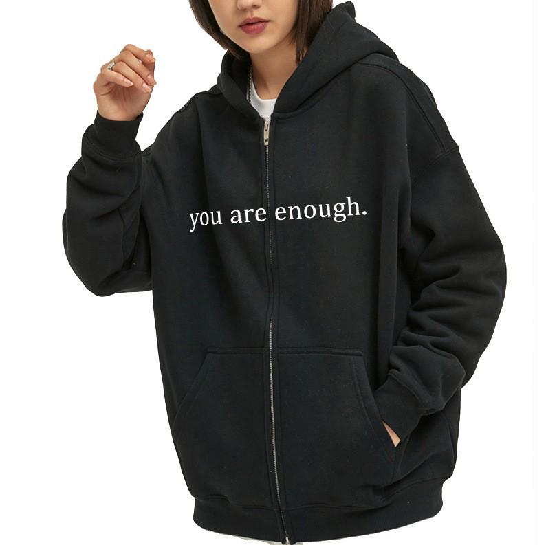 Women's Cute Oversized Zip-Up Hoodie with Drawstring - Autumn Jacket for Teen Girls