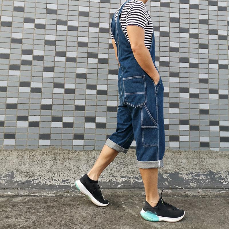 Men's Denim Overalls Large Size Strap Straight Pants Light Blue Shorts Men's Denim Shorts More Sizes 48 50