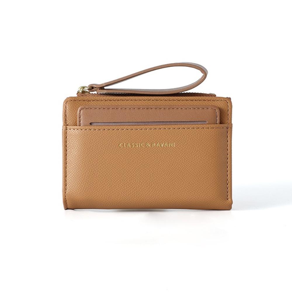 New Portable Women's Wallet PU Leather Multipurpose Coin Purse Lanyard Solid Color Card Holder