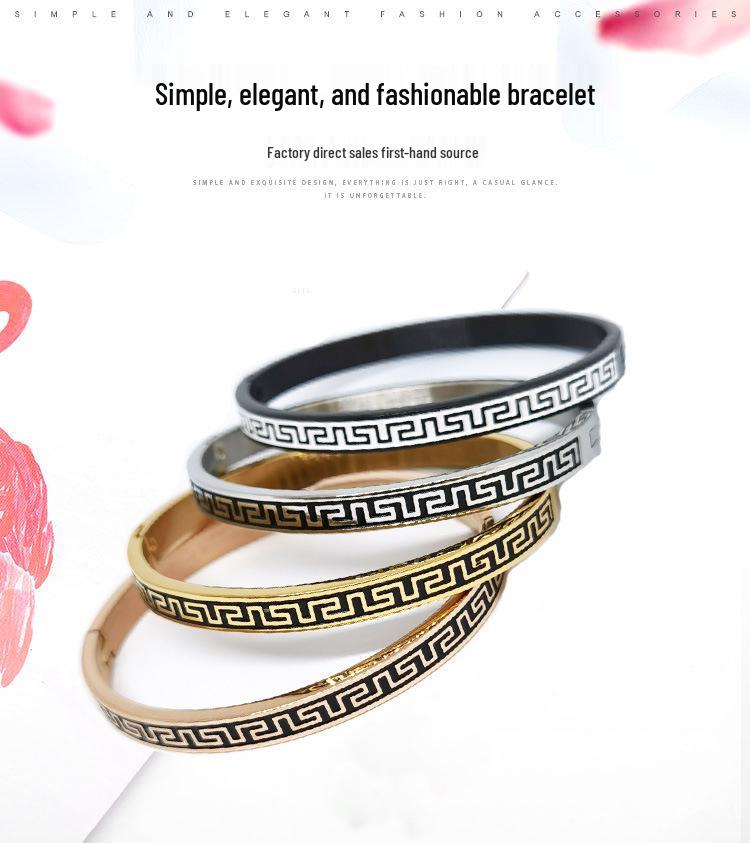 Korean Style Stainless Steel Bracelet - Black, Four Colors, Epoxy Finish, Stacking Design