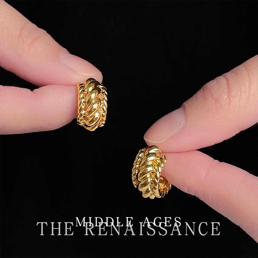 Half-C twist rope knot stud earrings personalized earrings Hong Kong style literary ear jewelry