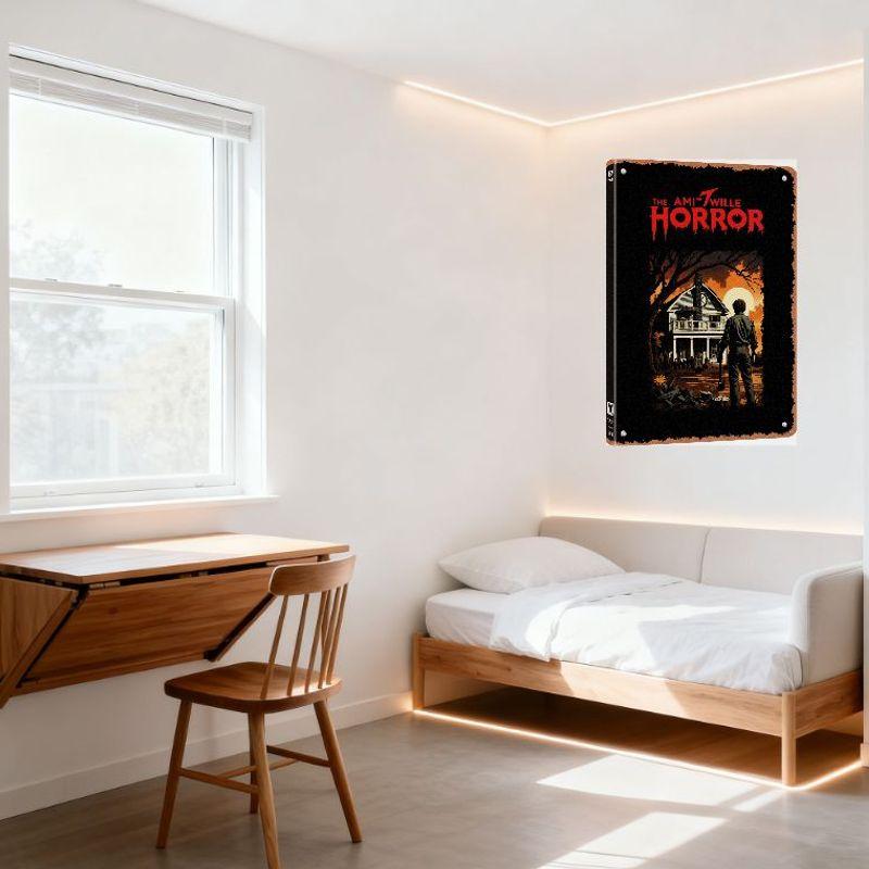 The Amityville Horror Vintage Horror Movie Metal Tin Sign - Spooky House & Ghosts Illustration, Retro Home Decor for Bar/Cafe/Ma
