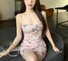 Butterfly Print Spaghetti Strap Waist-Hugging Backless Bodycon Dress for Women - Long, Summer Style