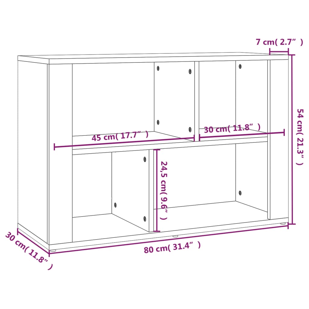 Sideboard White 80 x 30 x 54 cm Particleboard