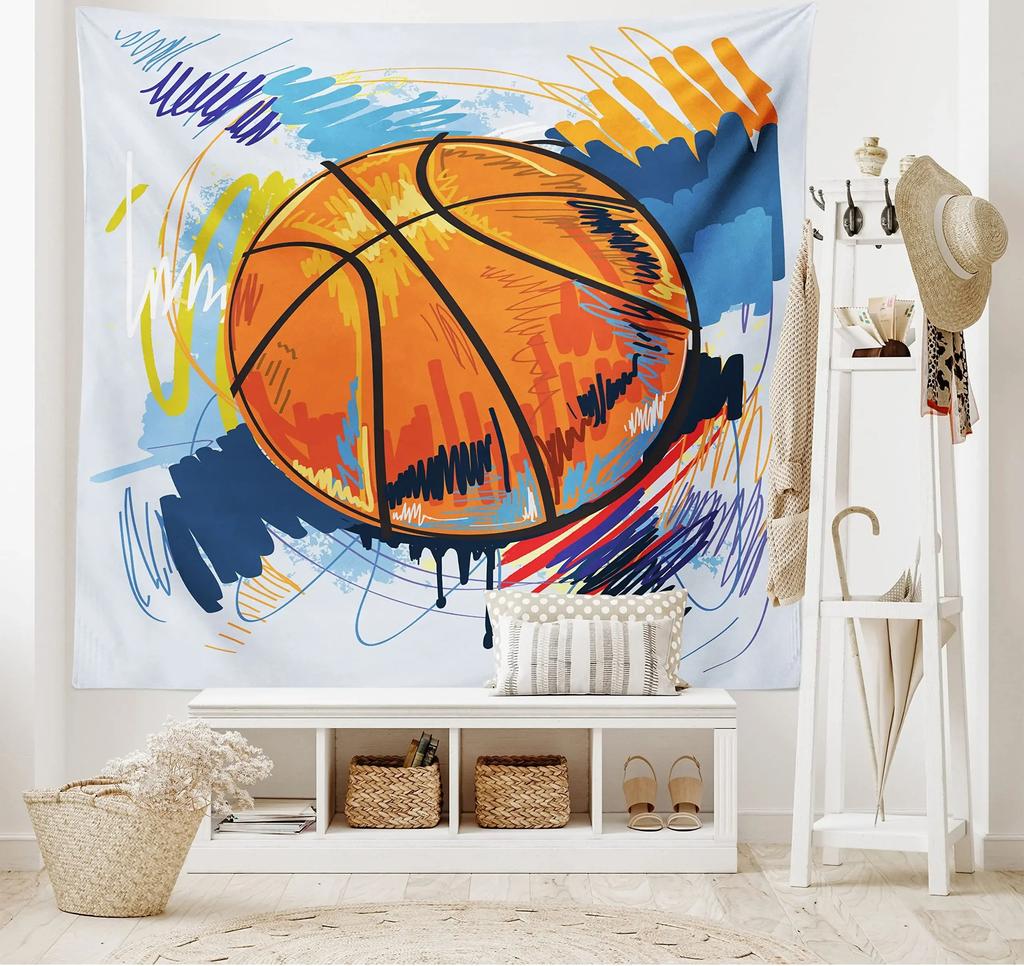 Sports Theme Tapestry for Teen Boys Gift Basketball Tapestry 3D Print Ball Games Wall Hanging For Bedroom Living Room Dorm Decor