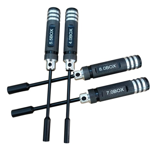 LinsyRC 4-Pack RC Radio Control Repair Tools: 4.0mm, 5.5mm, 7.0mm, and 8.0mm Hex Nut Driver and Screwdriver Set for RC FPV Models, Cars, Boats, and Ai
