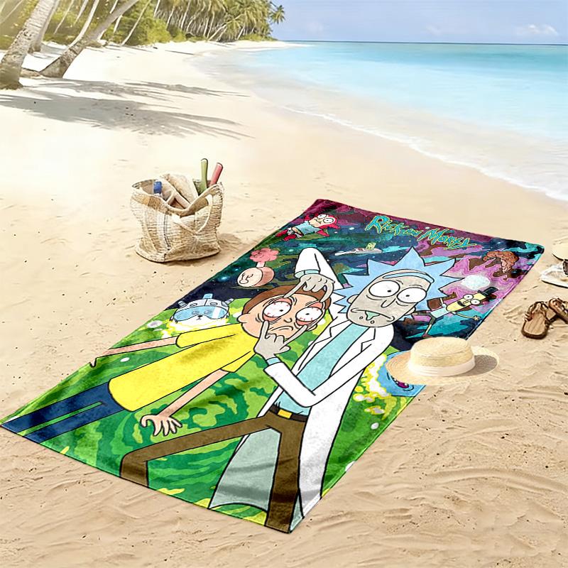 Morty Rick Print Beach Towel, Large Soft Quick Dry Towel for Beach Camping Swimming