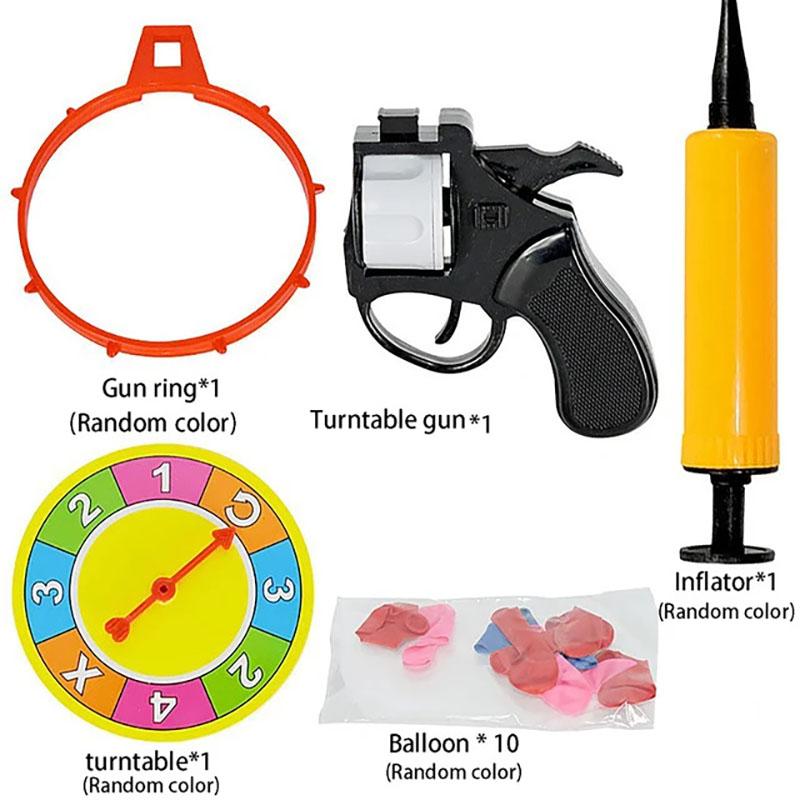 Russian Roulette Balloon Games Funny Turntable Balloon Board Game Gambling Gas Ball Gun Prank Toy Party Parody Water Ball Gun
