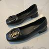 Fashion temperament single shoes women's spring and autumn new square head light mouth thick heel versatile shoes low heel small leather shoes
