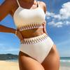 New bikini two-piece high-waisted webbing triangular slim swimsuit for women