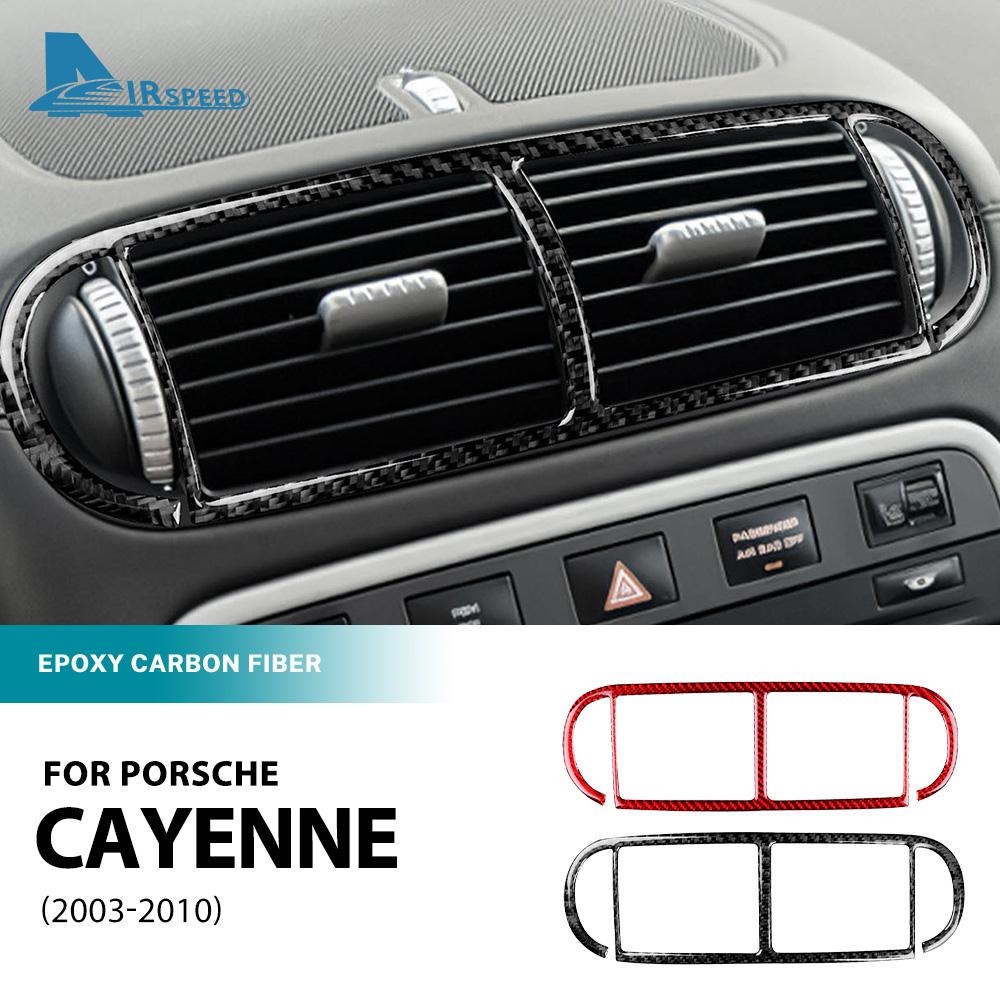 Real Soft Carbon Fiber Sticker For Porsche Cayenne 2003 2004 2005 2006 2007 2008 2009 2010 Center Air Vent Interior Accessories