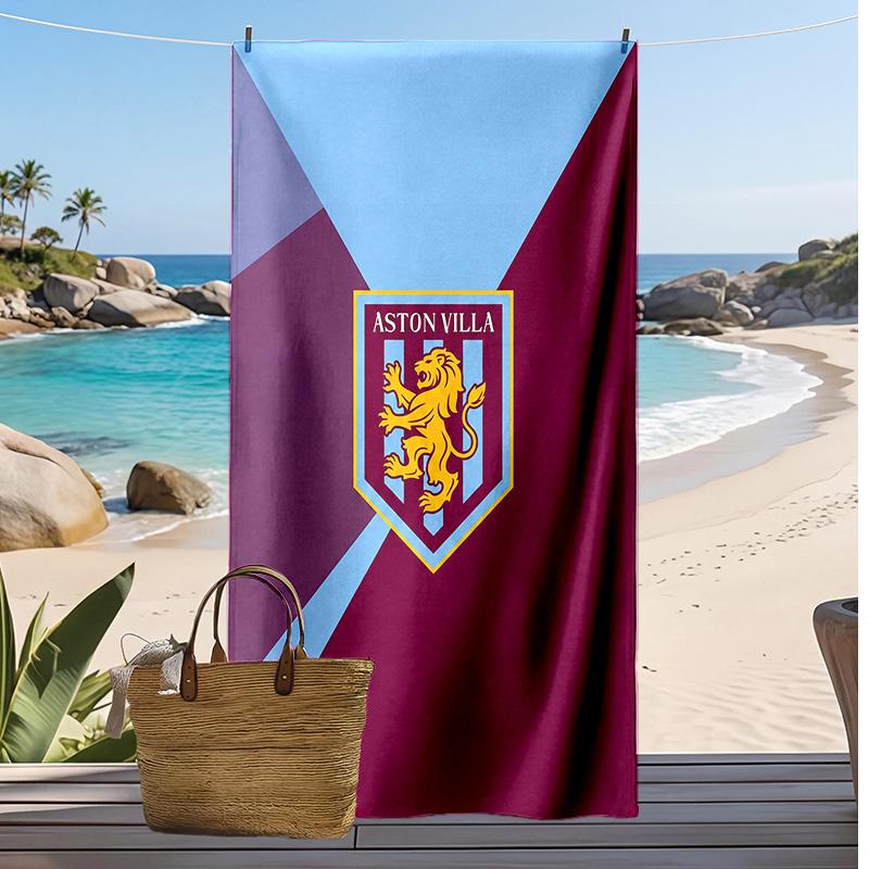 Asciugamano da Spiaggia con Stampa Calcio Aston Villa, Asciugamano Grande Morbido ad Asciugatura Rapida per Spiaggia Campeggio Nuoto