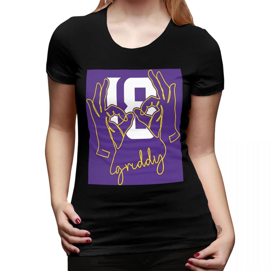 Justin Jefferson Griddy Design TShirt for WOMEN Round Neck Streetwear T Shirts WOMENs Short Sleeve Summer Clothes Tops