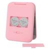 Mini LED Lighted Cosmetic Mirror Portable Pink 8.5x6.4cm Travel Makeup Mirror