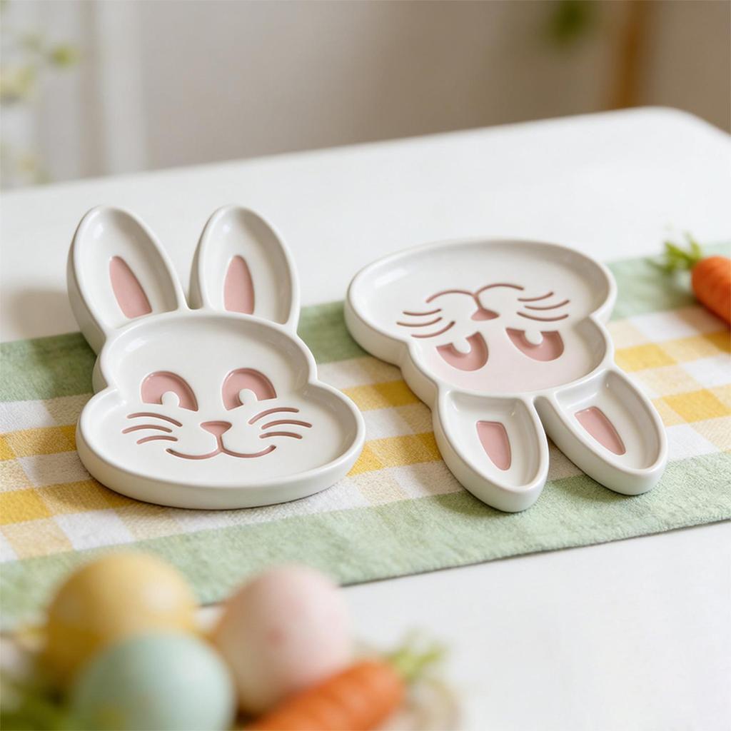 Resin Tray Molds 2 Pieces Easter Ornaments Epoxy Art Craft Rabbit Egg Shaped Trinket Tray Mold for Holiday Wedding Party Table
