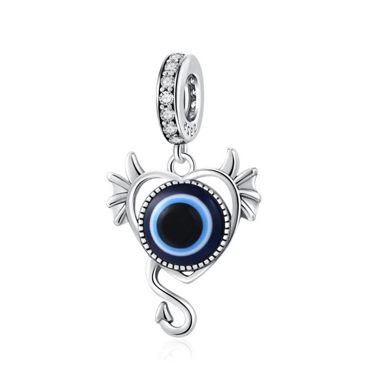 925 Silver Eye of Greece Devil Pendant Charm Bead for DIY Women Jewelry Bracelet Necklace