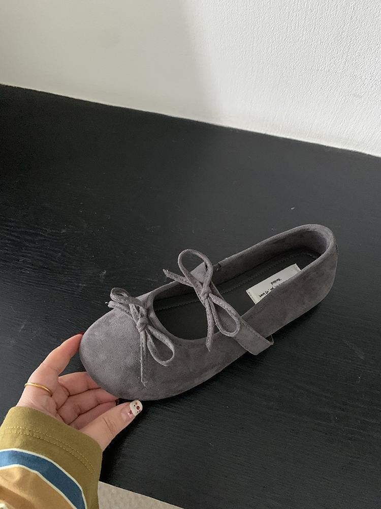 French evening wind Mary Jane shoes shoes soft sole single shoes ballet shoes early spring flat shoes women's shoes skirt with bow