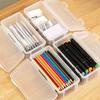 6pcs Translucent Pen Case Storage Boxes Large Capacity Lightweight Portable School Supplies Storage Pen Boxes Organizer Box