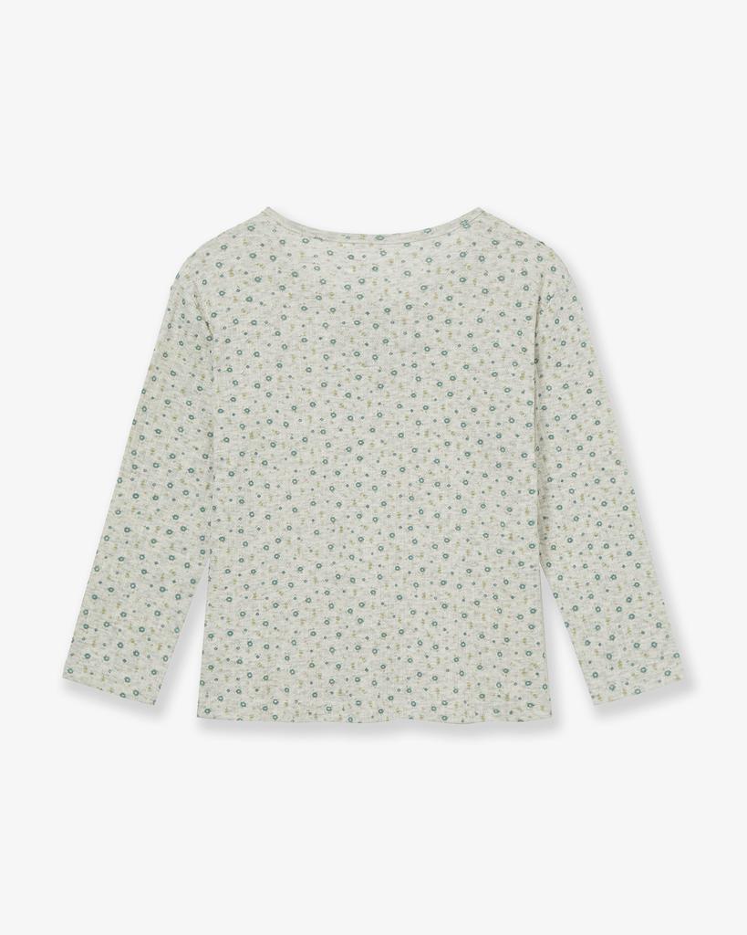 Eiieii Flower Henley Neck Tee [Oatmeal]