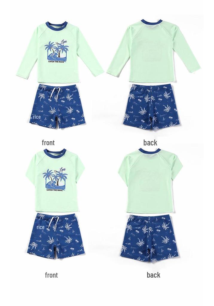 2026 Boys' Sun Protection Swimwear: Two-Piece Kids' Swimsuit & Trunks