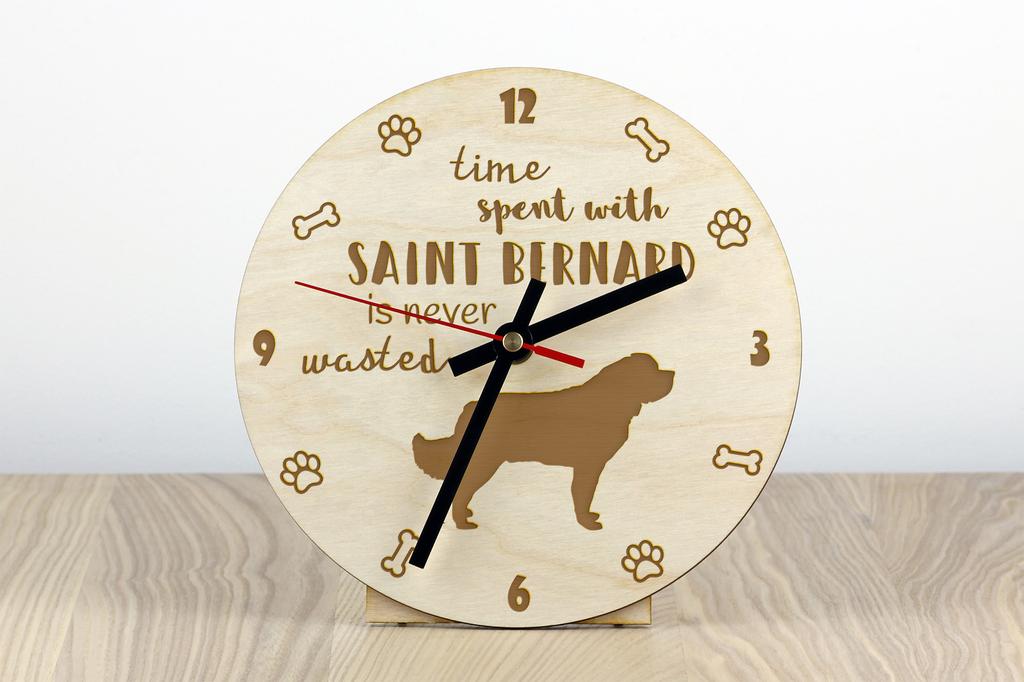 St. Bernard, Saint Bernard, Alpine Mastiff, Bernhardiner - clock with dog, wooden clock with engraving, personalised clock by Art-Dog