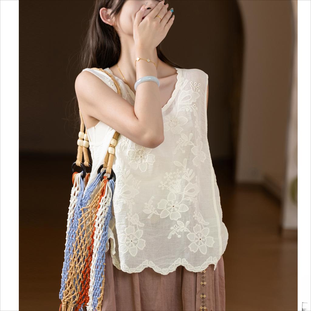 DIMANAF 2025 New Summer Vest T-Shirt Women Basic Sleeveless Style White Tops Loose T-Shirt