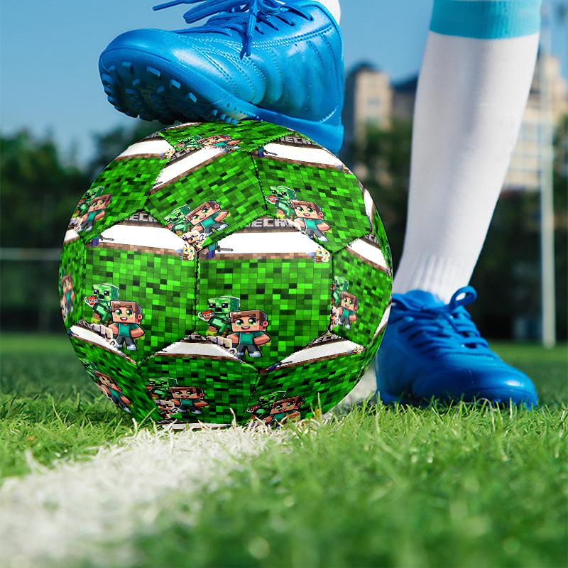 Minecraft Print Size 5 Soccer Ball, PU Wear Resistant Football for Match Training and Daily Practice, Birthday Gift for Soccer Fans