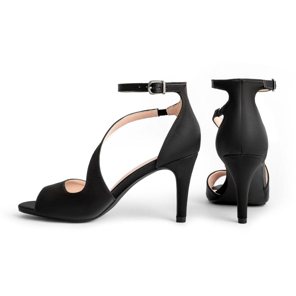 In-Stock Women's Summer Peep-Toe Strappy Stiletto Sandals - Black, Plus Size, Waterproof Platform